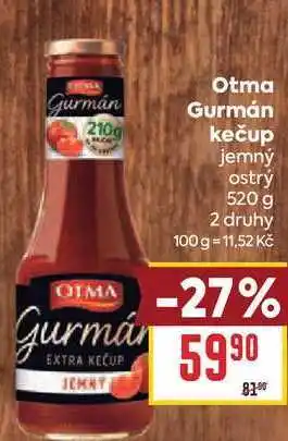 Billa Otma Gurmán kečup jemný ostrý nabídka