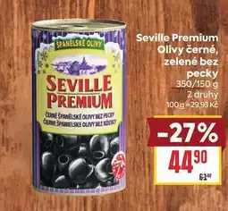 Billa Seville Premium Olivy černé, zelené bez pecky 350/150 g nabídka