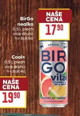 Billa BirGo nealko 0,51, plech nabídka