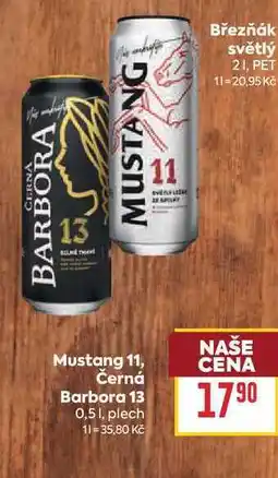 Billa Mustang 11, Černá Barbora 13 0,51, plech nabídka