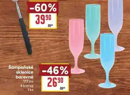 Billa Šampaňské sklenice barevné 177 ml 4 barvy 1ks nabídka