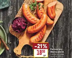 Billa Farmářský libový párek z pultu lahůdek cena za nabídka