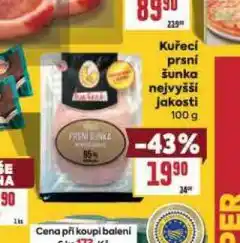 Billa Kuřecí prsní šunka nejvyšší jakosti nabídka