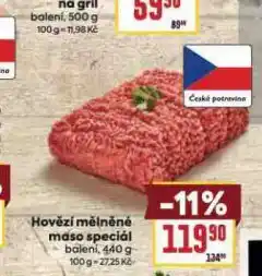 Billa Hovězí mělněné maso speciál nabídka