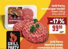 Billa Grill party hamburger hovězí nabídka