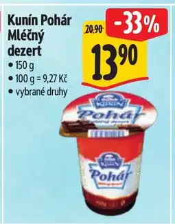 Albert Kunín Pohár Mléčný dezert nabídka