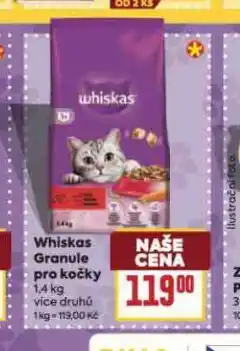 Billa Whiskas granule pro kočky nabídka