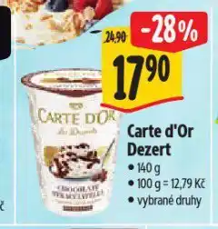 Albert Carte d'or smetanový dezert nabídka