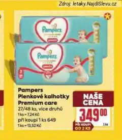 Billa Pampers dětské plenky nabídka