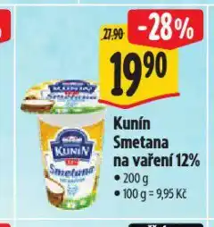 Albert Kunín smetana na vaření 12% nabídka