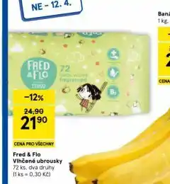 Tesco Fred & flo dětské vlhčené ubrousky nabídka