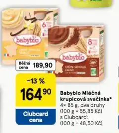 Tesco Babybio mléčná krupicová kaše nabídka