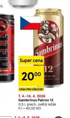 Tesco Pivo gambrinus patron 12 nabídka