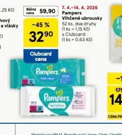 Tesco Pampers dětské vlhčené ubrousky nabídka