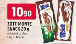 Trefa Zott monte snack nabídka