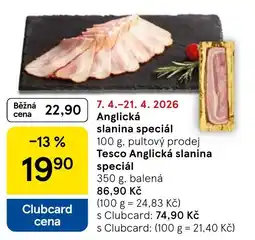 Tesco Anglická slanina speciál nabídka