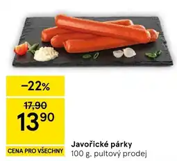 Tesco Javořické párky nabídka