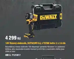 OBI DEWALT 18V Rázový utahovák, DCF922NT-XJ, v TSTAK kufru 2 x 2.0 Ah nabídka