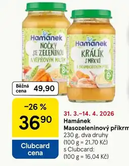 Tesco Hamanek Masozeleninový příkrm nabídka