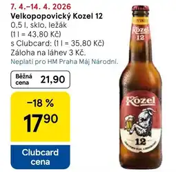 Tesco Velkopopovický Kozel 12 nabídka