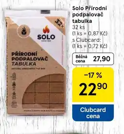 Tesco Solo Přírodní podpalovač tabulka nabídka