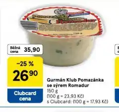 Tesco Pomazánka se sýrem romadur nabídka