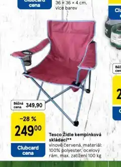 Tesco Židle kempinková skládací nabídka