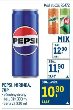 Makro PEPSI, MIRINDA, 7UP nabídka