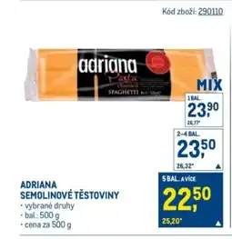 Makro Adriana semolinové těstoviny nabídka