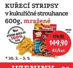 RABBIT řeznictví KUŘECÍ STRIPSY v kukuřičné strouhance 600g, mražené nabídka
