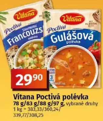 COOP TIP Vitana Poctivá polévka nabídka