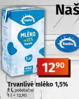 COOP TIP Ranko Trvanlivé mléko 1,5% nabídka