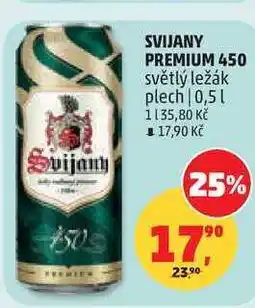 Penny Market SVIJANY PREMIUM 450 světlý ležák plech nabídka