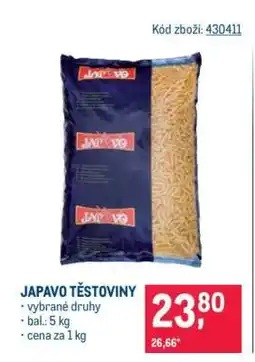 Makro Japavo těstoviny nabídka