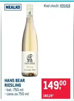 Makro HANS BEAR RIESLING nabídka