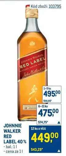 Makro Johnnie Walker Red Label 40 % nabídka