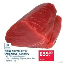 Makro Tuňák žlutoploutvý Sashimi filet AA grade nabídka