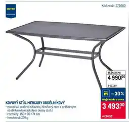 Makro KOVOVÝ STŮL MERCURY OBDÉLNÍKOVÝ nabídka