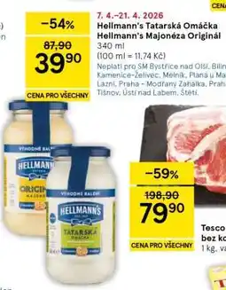 Tesco Hellmann's Tatarská omáčka Hellmann's Majonéza originál nabídka