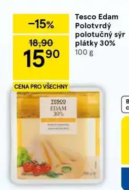 Tesco Tesco Edam Polotvrdý polotučný sýr plátky 30% 100 g nabídka