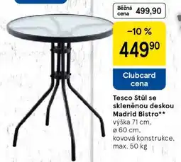 Tesco Tesco Stůl se skleněnou deskou Madrid Bistro nabídka