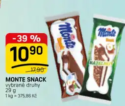 Flop Monte snack nabídka