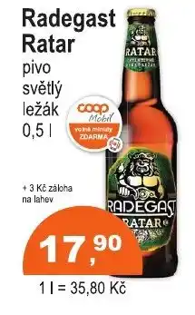 COOP DISKONT Radegast Ratar pivo nabídka