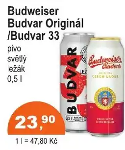 COOP DISKONT Budweiser Budvar Originál /Budvar 33 nabídka
