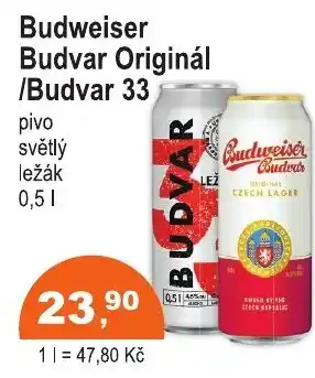 COOP DISKONT Budweiser Budvar Originál /Budvar 33 nabídka