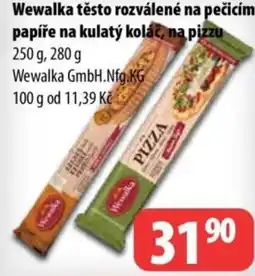 Partner Maloobchodní síť Wewalka těsto rozválené na pečicím papíře na kulatý koláč, na pizzu nabídka