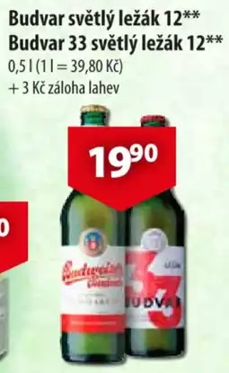 CBA Budvar světlý ležák 12** Budvar 33 světlý ležák 12 nabídka