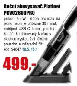 EVA Ruční akuvysavač Platinet PCVC2800PRO nabídka