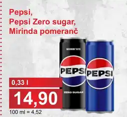 PLUS JIP Pepsi, Pepsi Zero sugar, Mirinda pomeranč nabídka