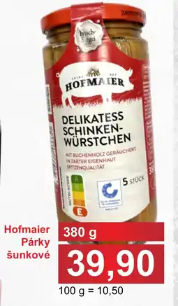 PLUS JIP Hofmaier Párky šunkové nabídka